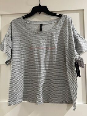 Women's Short Sleeve Striped pajama Tee - Gray & White
